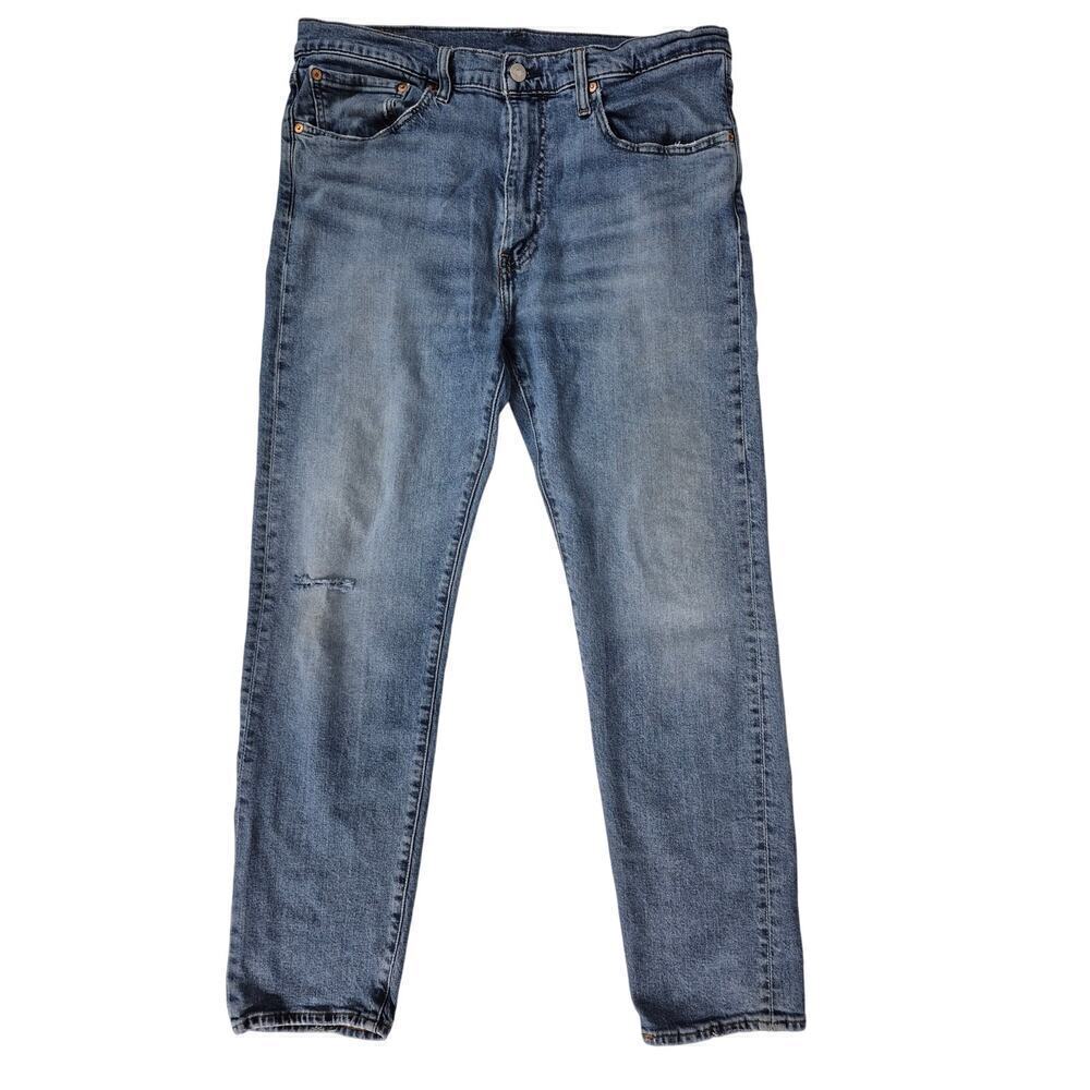 Levi Strauss & Co 502 Original Copper Riveted Blue Denim Jeans Distress 36x30